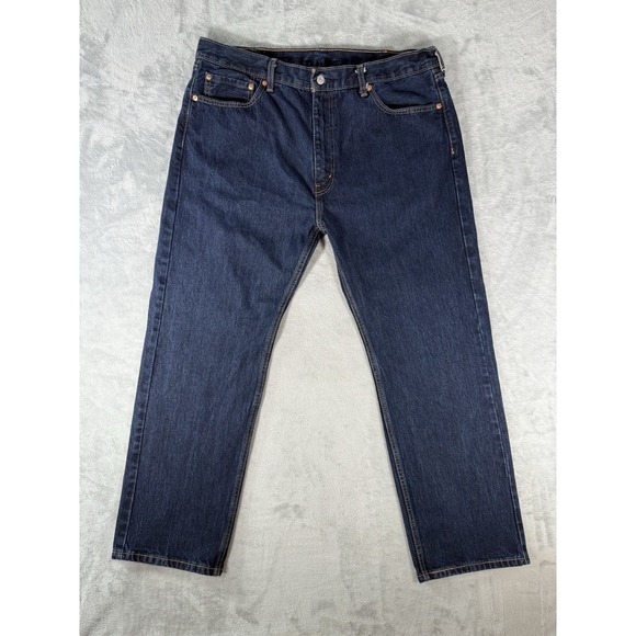 Levis 505 Jeans Mens 40x30 Blue Denim‎ Regular Fit Straight Leg Dark Wash - Picture 2 of 12